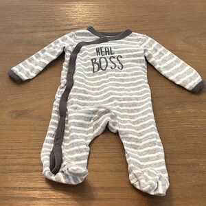 Carter's Gray and White Striped Footie